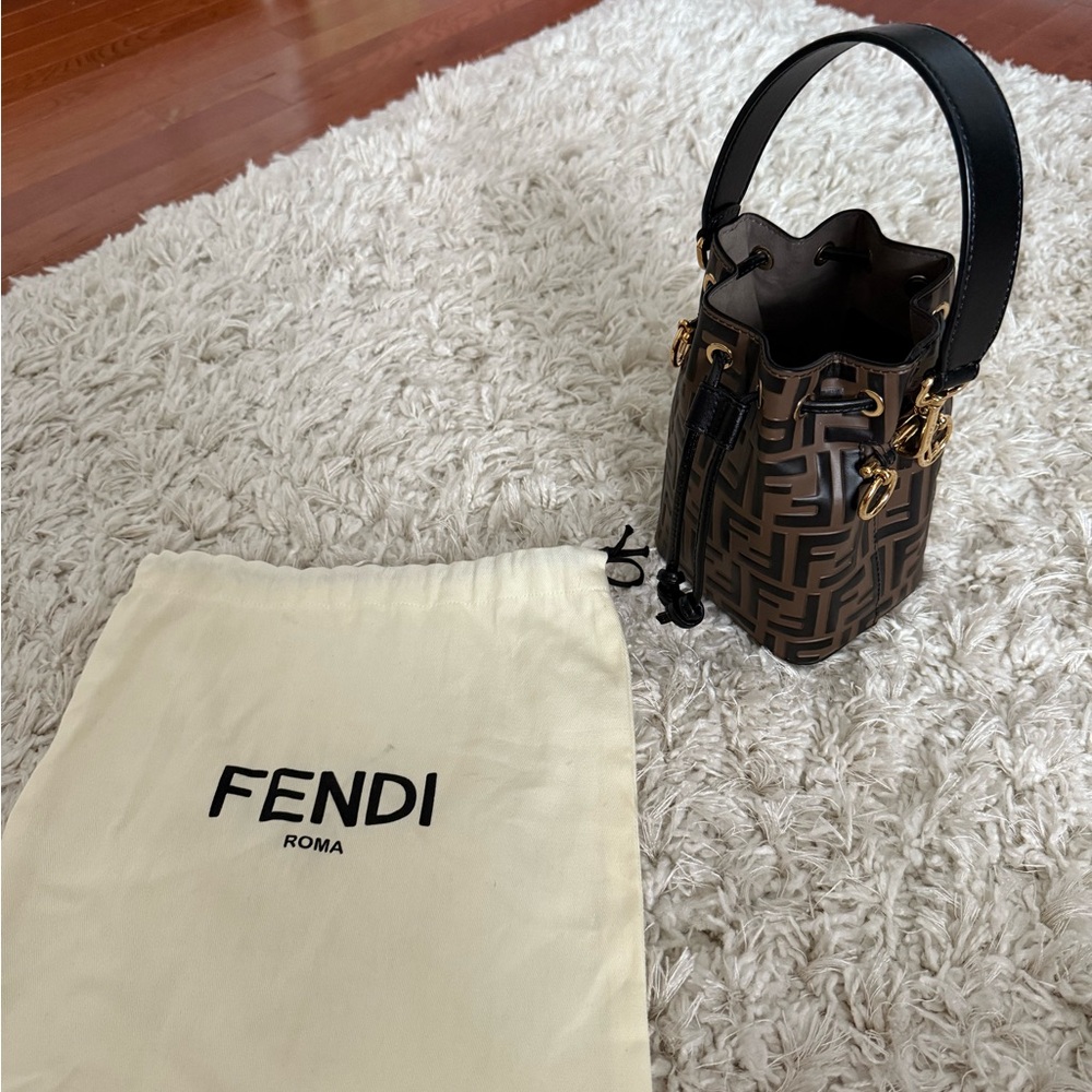 Fendi Black and Brown Mini Bags with Signature Monogram